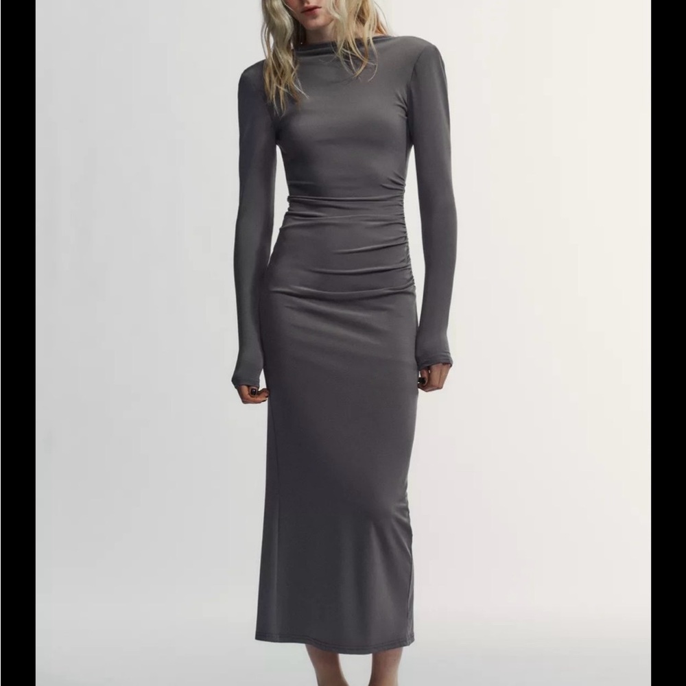 Zara Charcoal Long Sleeve Dress
